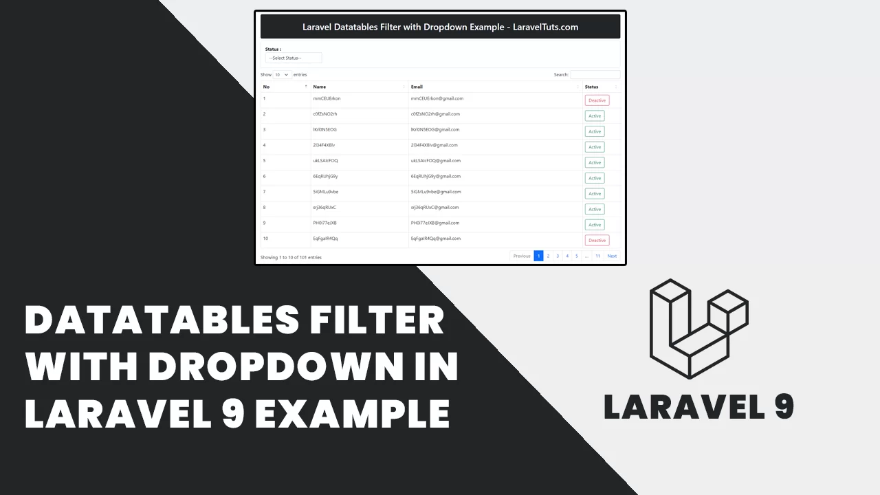 Datatables Filter with Dropdown in Laravel 9 Example