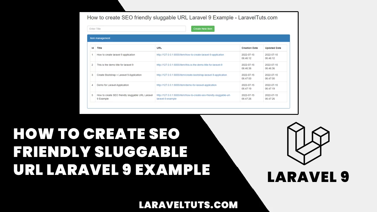 How to create SEO friendly sluggable URL Laravel 9 Example
