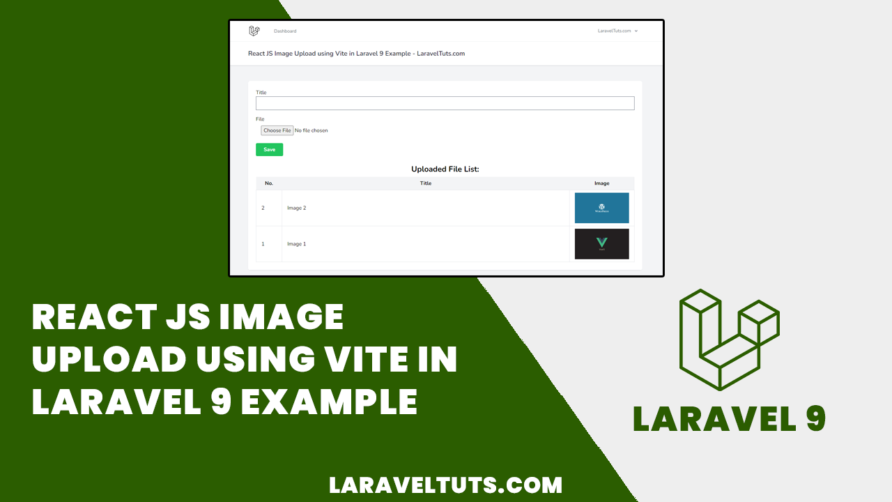 React JS Image Upload using Vite in Laravel 9 Example