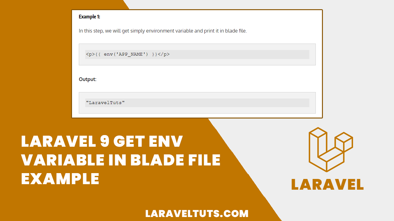 Laravel 9 Get env Variable in Blade File Example
